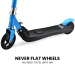 rovo kids electric scooter lithium ride on foldable e scooter 125w rechargeable, blue Blue scooter with never flat wheels.