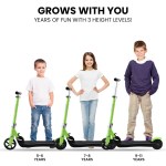 rovo kids electric scooter lithium ride on foldable e scooter 125w rechargeable, green Adjustable scooters for different age groups 5-11.