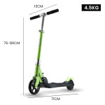 rovo kids electric scooter lithium ride on foldable e scooter 125w rechargeable, green Green scooter with measurement details; lightweight design.
