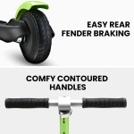 rovo kids electric scooter lithium ride on foldable e scooter 125w rechargeable, green Scooter with rear fender brake and comfortable handles.