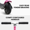rovo kids electric scooter lithium ride on foldable e scooter 125w rechargeable, pink Scooter with rear brake, comfy handles.
