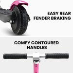 rovo kids electric scooter lithium ride on foldable e scooter 125w rechargeable, pink Scooter with rear brake, comfy handles.