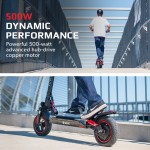 Person riding VALK scooter on a bridge, cityscape view.