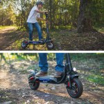 Man riding electric scooter off-road in forest
