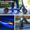 valk fusion 5 electric scooter, 500w 48v 13ah lithium 50km range 40km/h quad shocks 10 inch tyres, Electric scooter with LED lighting system