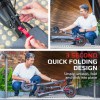 valk fusion 7 electric scooter with seat option 800w 48v 13ah lithium 50km range quad shocks 10 inch tyres Man folding electric scooter easily in 3 seconds.