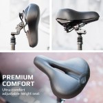 Adjustable height bicycle seat with premium comfort.