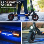 Electric scooter with LED lighting for visibility.