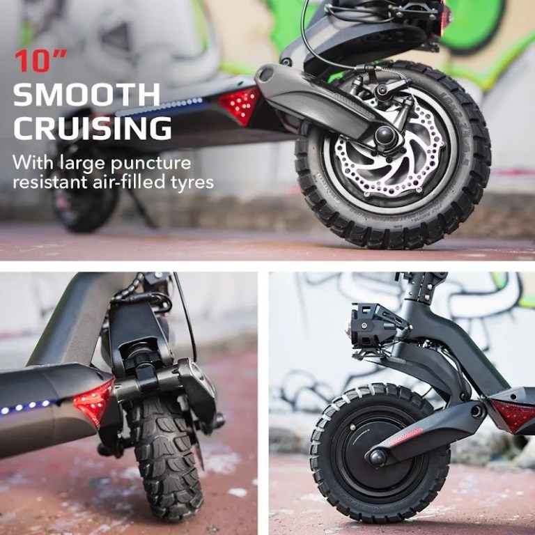 valk primal 9 dual motor 1600w extreme hill climbing e scooter electric, black Electric scooter with large air-filled tyres.
