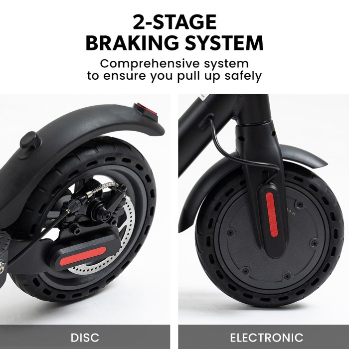 valk 400w electric scooter, 37v folding e scooter with suspension, for adults, synergy 5 mkii black E-scooter dual disc electronic braking system.