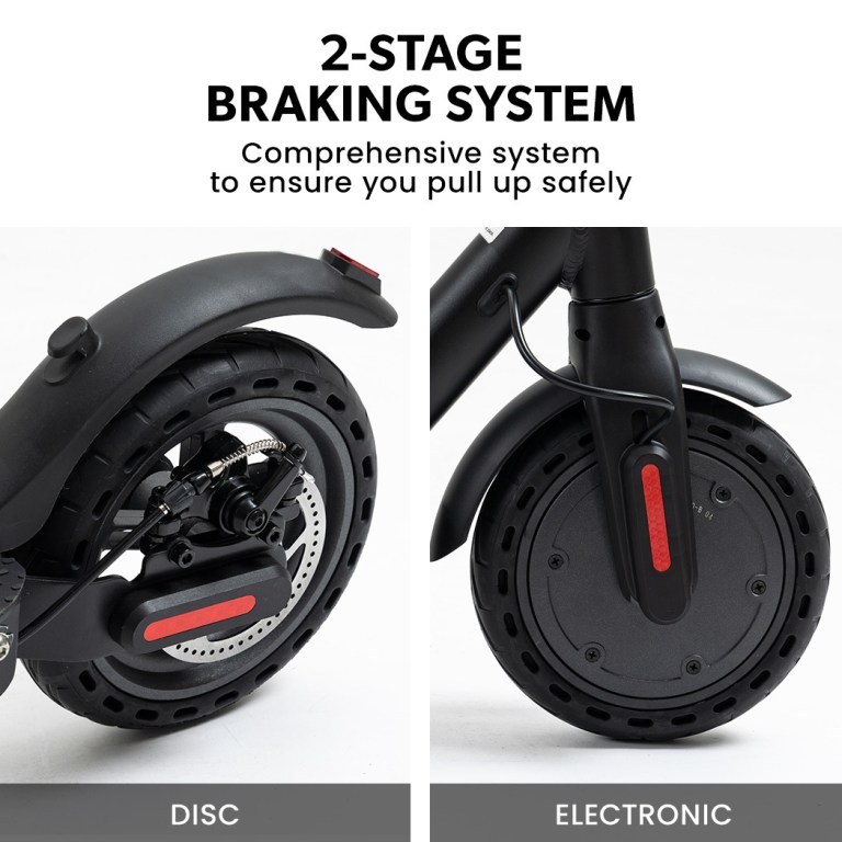 valk 400w electric scooter, 37v folding e scooter with suspension, for adults, synergy 5 mkii black E-scooter dual disc electronic braking system.