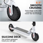valk 400w electric scooter, with suspension for adults portable folding ride on,synergy 5 mkii white White scooter with 8.5-inch tyres, silicone deck.
