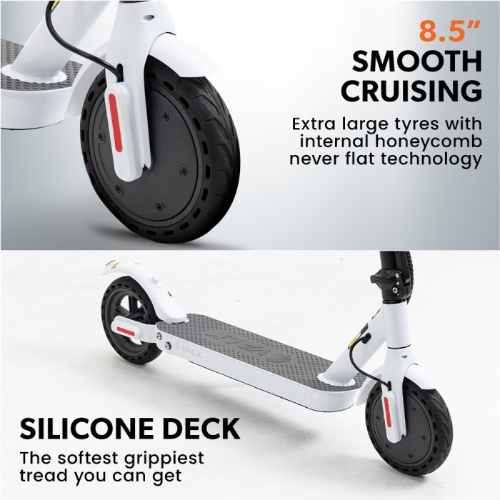 valk 400w electric scooter, with suspension for adults portable folding ride on,synergy 5 mkii white White scooter with 8.5-inch tyres, silicone deck.
