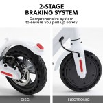 valk 400w electric scooter, with suspension for adults portable folding ride on,synergy 5 mkii white Two-stage braking system: disc and electronic brakes.
