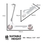 valk synergy 7 mkii electric scooter 500w 15ah, motorised escooter for adults, white Electric scooter dimensions and suitable height range.