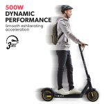 valk synergy 7 mkii 500w electric scooter 15ah 37v battery foldable e scooter adult ride on Person riding high-performance electric scooter.