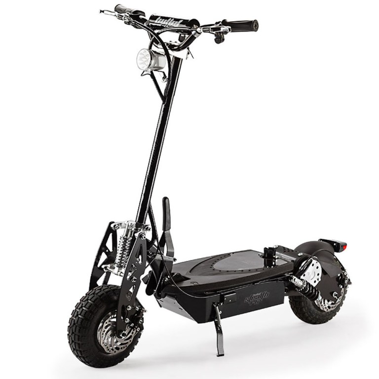 v219 trnscobula6bk 44550 00.jpg Black electric scooter with thick tyres and headlights.