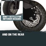 bullet stealth 1 6 1000w electric scooter 48v turbo w/ led for adult/child Close-up of rugged bike tyre and brake disc.
