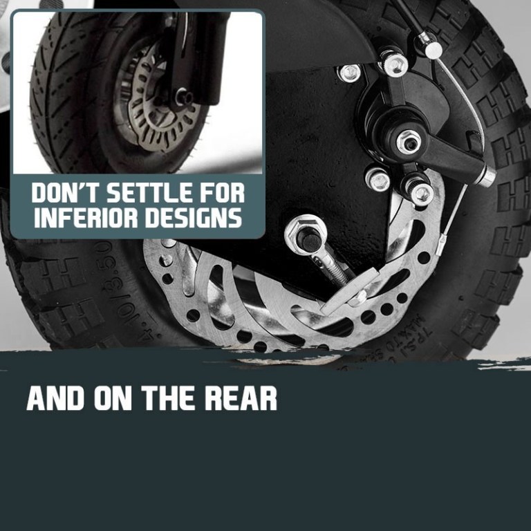 Close-up of e-scooter disc brakes