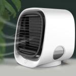 Compact white air cooler on a table