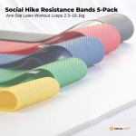 social hike resistance bands 5 pack – anti slip latex workout loops 2.3–18.1kg social hike resistance bands 5 pack – anti slip latex workout loops 2.3–18.1kg