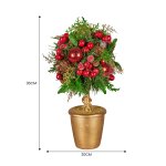 christabelle 36cm christmas tabletop topiary tree pre decorated berries, baubles & pine cones gold pot twisted stem festive decoration christabelle 36cm christmas tabletop topiary tree pre decorated berries, baubles & pine cones gold pot twisted stem festive decoration