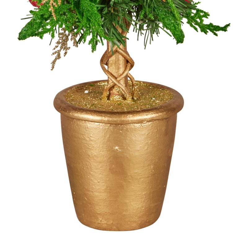 christabelle 36cm christmas tabletop topiary tree pre decorated berries, baubles & pine cones gold pot twisted stem festive decoration christabelle 36cm christmas tabletop topiary tree pre decorated berries, baubles & pine cones gold pot twisted stem festive decoration