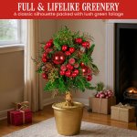 christabelle 36cm christmas tabletop topiary tree pre decorated berries, baubles & pine cones gold pot twisted stem festive decoration christabelle 36cm christmas tabletop topiary tree pre decorated berries, baubles & pine cones gold pot twisted stem festive decoration