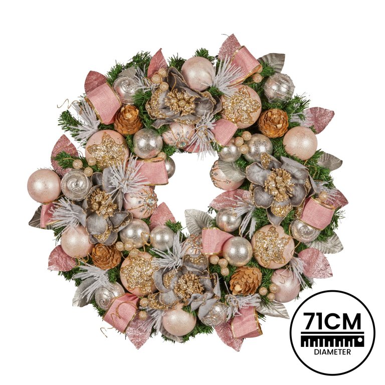 christabelle 71cm christmas wreath lush green holiday door wreath w/jewelled baubles, foliage, flowers, ribbon & berries christabelle 71cm christmas wreath lush green holiday door wreath w/jewelled baubles, foliage, flowers, ribbon & berries