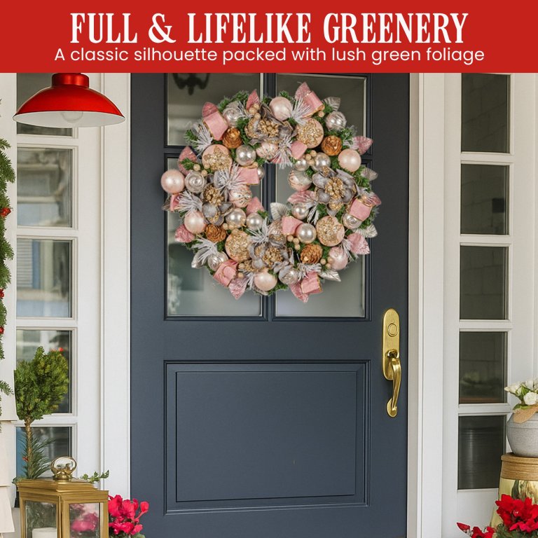christabelle 71cm christmas wreath lush green holiday door wreath w/jewelled baubles, foliage, flowers, ribbon & berries christabelle 71cm christmas wreath lush green holiday door wreath w/jewelled baubles, foliage, flowers, ribbon & berries