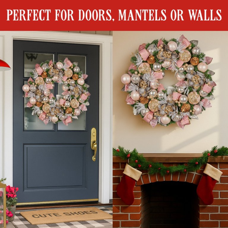 christabelle 71cm christmas wreath lush green holiday door wreath w/jewelled baubles, foliage, flowers, ribbon & berries christabelle 71cm christmas wreath lush green holiday door wreath w/jewelled baubles, foliage, flowers, ribbon & berries