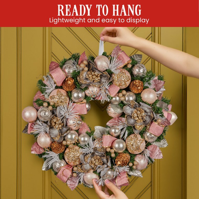 christabelle 71cm christmas wreath lush green holiday door wreath w/jewelled baubles, foliage, flowers, ribbon & berries christabelle 71cm christmas wreath lush green holiday door wreath w/jewelled baubles, foliage, flowers, ribbon & berries