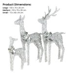 christabelle christmas reindeer display set 3 indoor & outdoor decorations acrylic beads cool white led lights silver