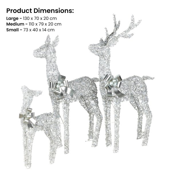 christabelle christmas reindeer display set 3 indoor & outdoor decorations acrylic beads cool white led lights silver christabelle christmas reindeer display set 3 indoor & outdoor decorations acrylic beads cool white led lights silver