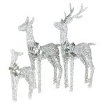 christabelle christmas reindeer display set 3 indoor & outdoor decorations acrylic beads cool white led lights silver