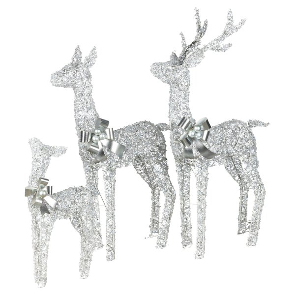 christabelle christmas reindeer display set 3 indoor & outdoor decorations acrylic beads cool white led lights silver christabelle christmas reindeer display set 3 indoor & outdoor decorations acrylic beads cool white led lights silver