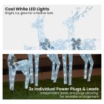 christabelle christmas reindeer display set 3 indoor & outdoor decorations acrylic beads cool white led lights silver