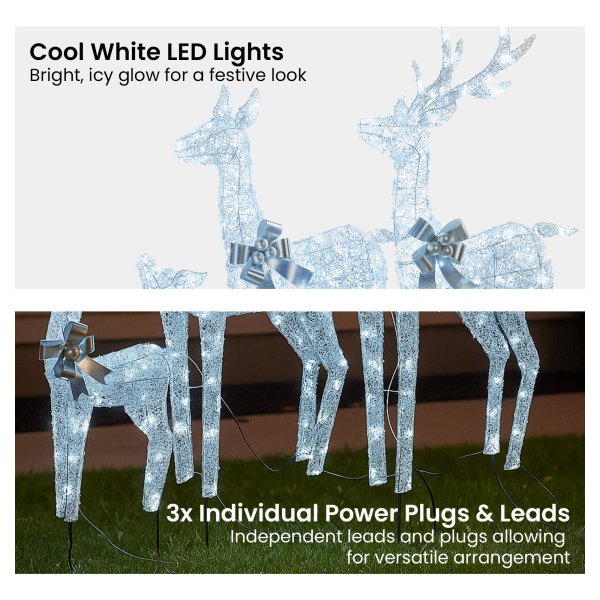 christabelle christmas reindeer display set 3 indoor & outdoor decorations acrylic beads cool white led lights silver christabelle christmas reindeer display set 3 indoor & outdoor decorations acrylic beads cool white led lights silver
