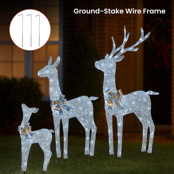 christabelle christmas reindeer display set 3 indoor & outdoor decorations acrylic beads cool white led lights silver christabelle christmas reindeer display set 3 indoor & outdoor decorations acrylic beads cool white led lights silver
