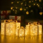 christabelle set of 3 battery operated golden christmas gift boxes w/warm white led lights indoor decorative holiday christabelle set of 3 battery operated golden christmas gift boxes w/warm white led lights indoor decorative holiday