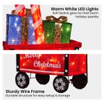 christabelle christmas cart display w/candy cane & presents warm white led lights wire frame structure indoor & outdoor