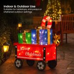 christabelle christmas cart display w/candy cane & presents warm white led lights wire frame structure indoor & outdoor