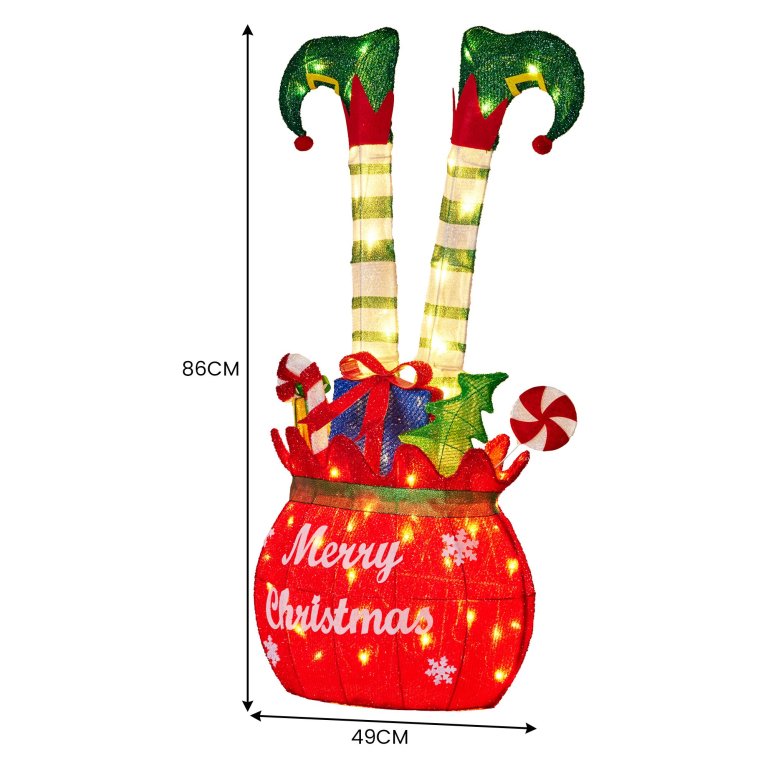 christabelle elf in gift sack christmas display warm white led lights 86cm for decoration w/wire frame construction christabelle elf in gift sack christmas display warm white led lights 86cm for decoration w/wire frame construction