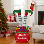 christabelle elf in gift sack christmas display warm white led lights 86cm for decoration w/wire frame construction christabelle elf in gift sack christmas display warm white led lights 86cm for decoration w/wire frame construction