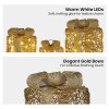 christabelle set of 3 battery operated golden cylindrical christmas gift boxes w/warm led lights indoor holiday present