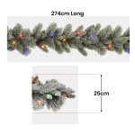 national tree company 274cm pre lit snowy stamford spruce battery operated christmas garland w/led lights & timer