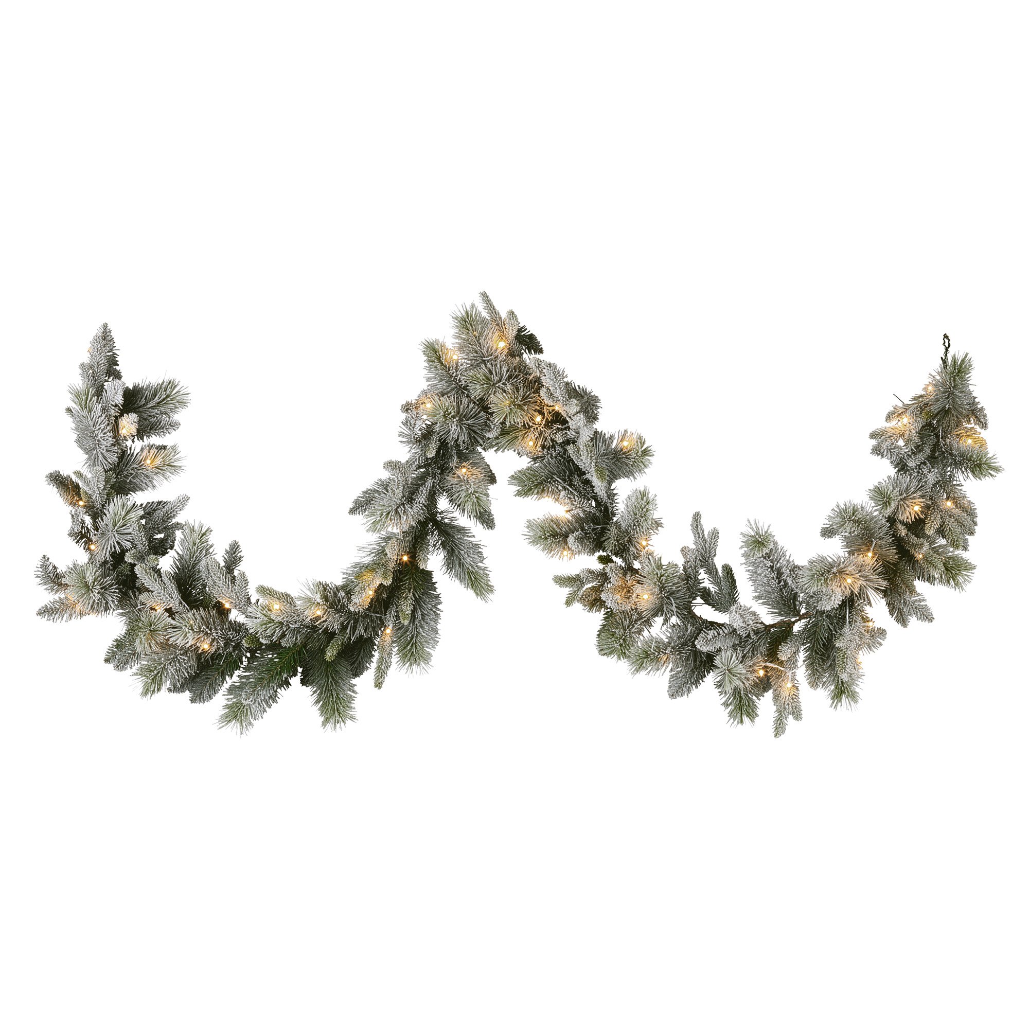 national tree company 274cm pre lit snowy stamford spruce battery operated christmas garland w/led lights & timer