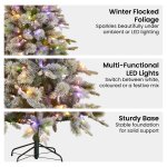 national tree company snowy stamford spruce 7.5ft christmas tree multi functional white coloured led lights & foot pedal