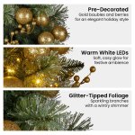 christabelle 274cm pre lit christmas garland gold baubles aa battery led lights
