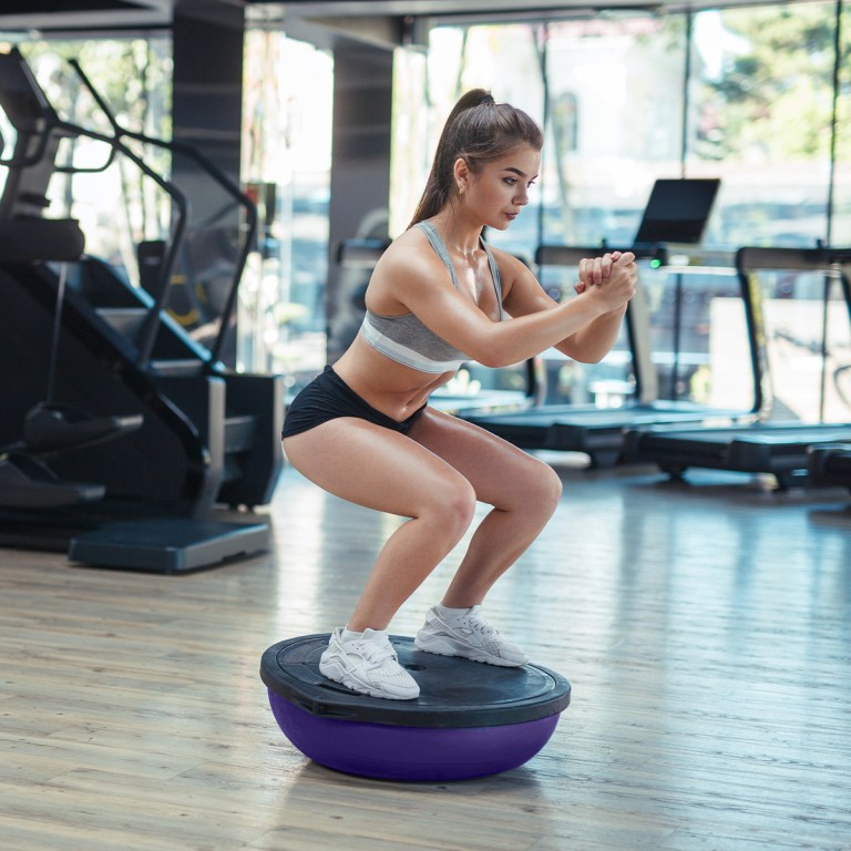 powertrain fitness yoga ball home gym workout balance trainer purple